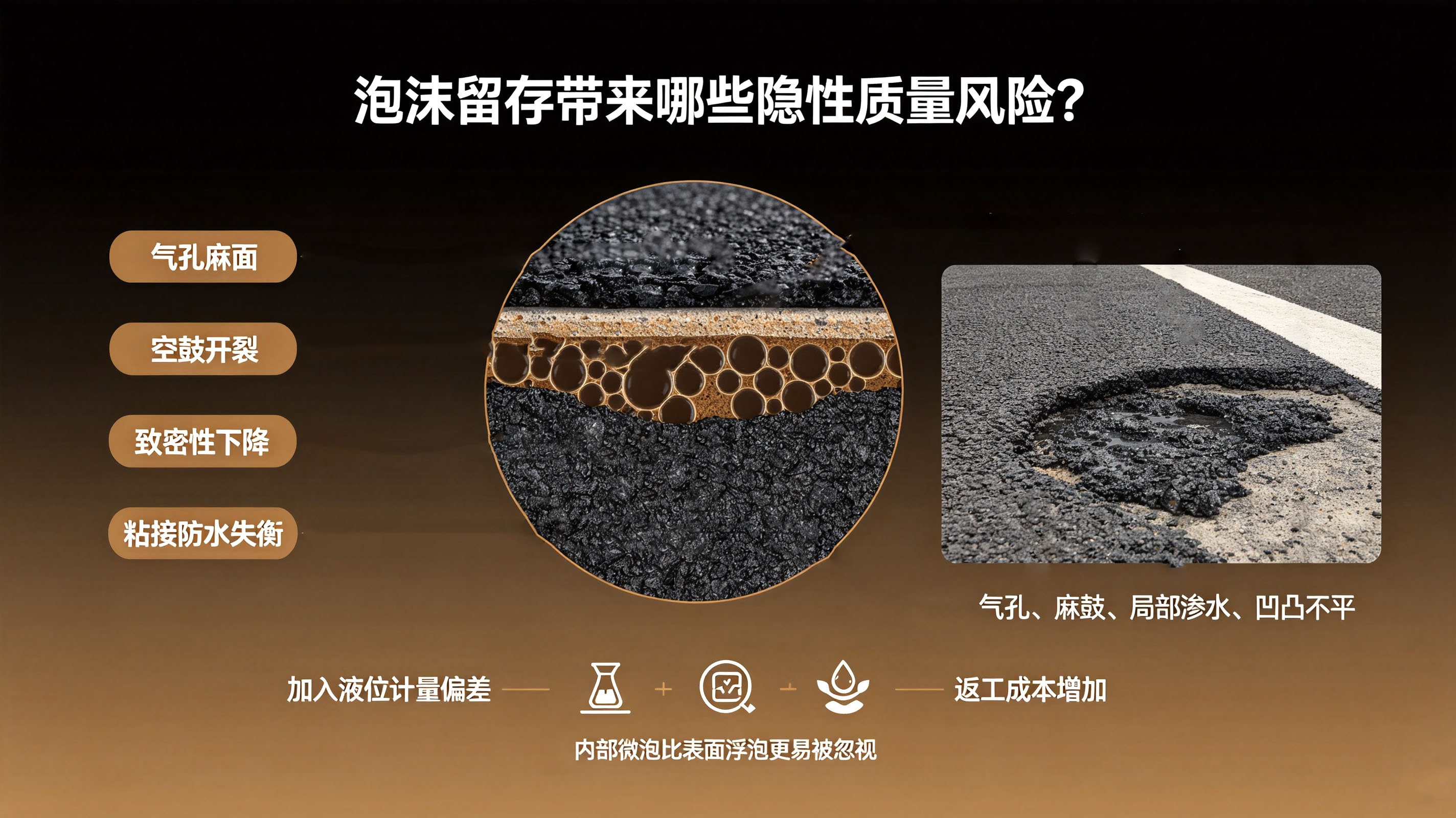 图1:沥青泡沫带来的常见危害(图片AI生成)