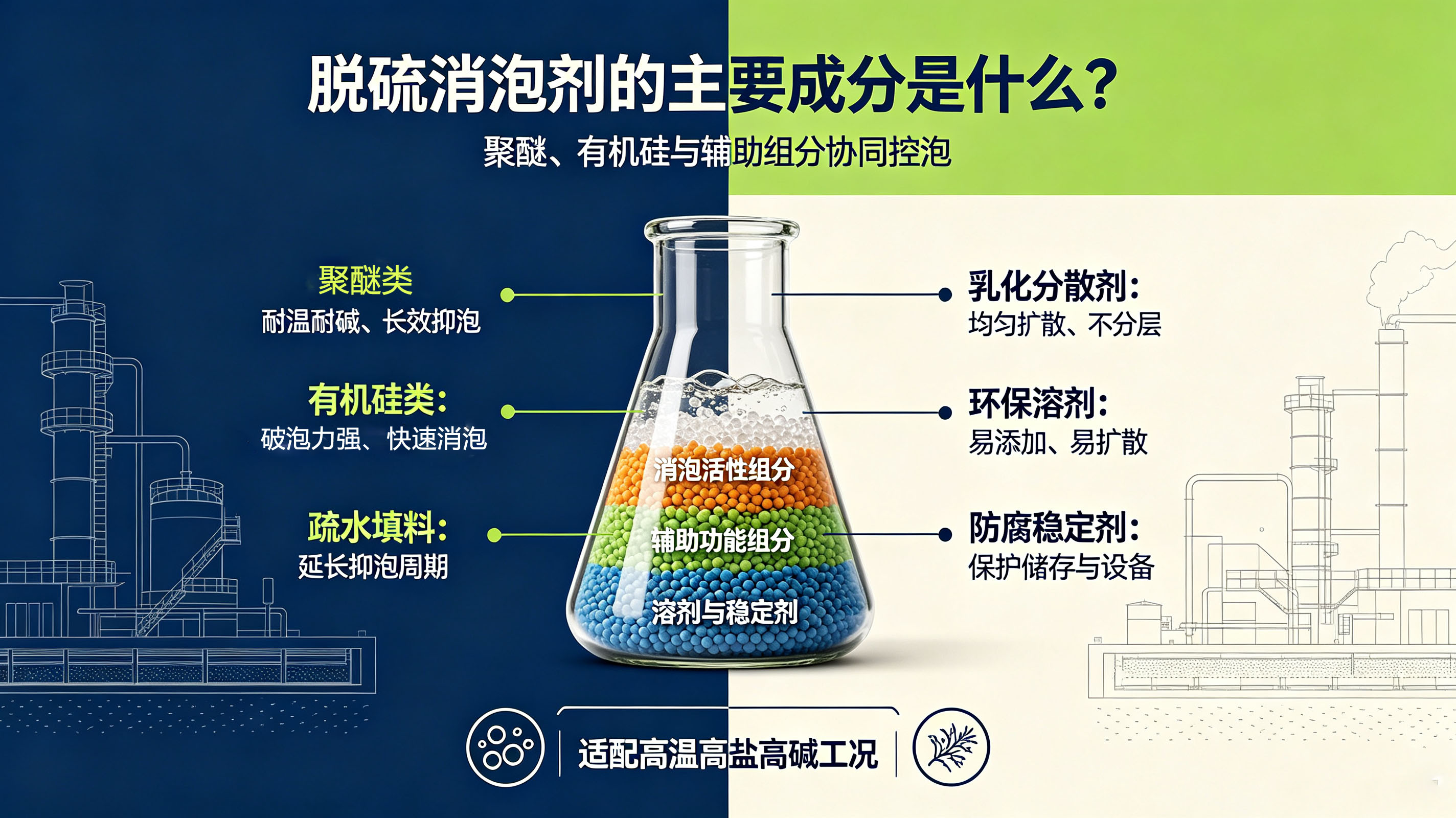 图1：脱硫消泡剂的主要成分图（图片由AI 生成）