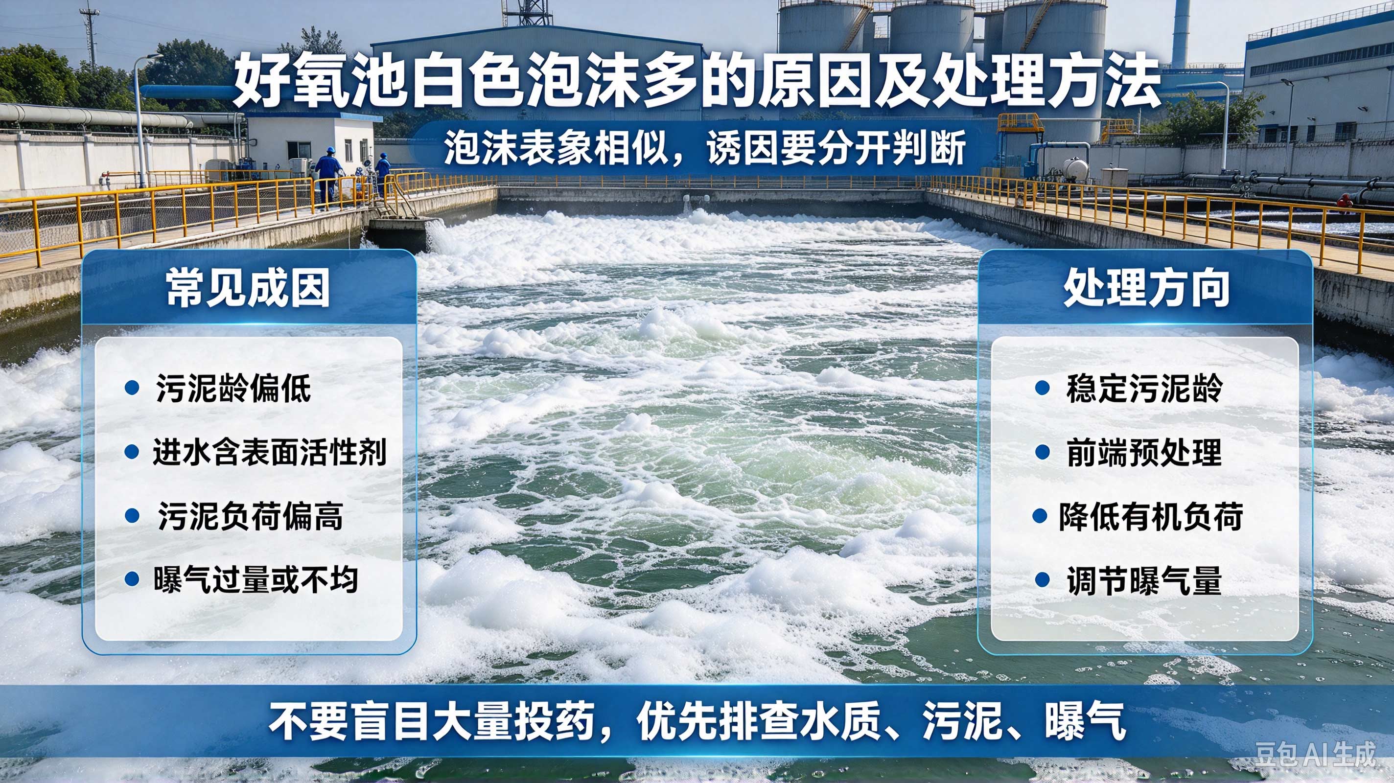 （好氧池白色泡沫多的常见成因和处理方向）